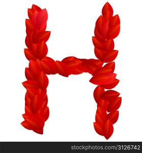 Letter H of red petals alphabet