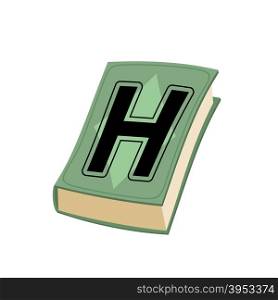 Letter H on cover of book. Old Edition with alphabetical icon. Concept of template elements ABC