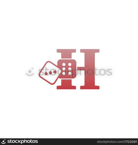 Letter H with dice two icon logo template vector