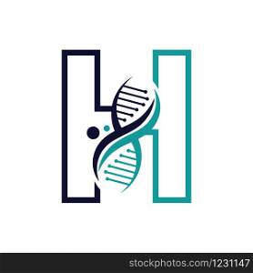 Letter H with DNA logo or symbol Template design vector