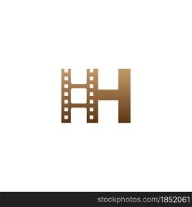 Letter H with film strip icon logo design template illustration