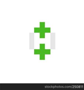 letter H with green cross health logo design vector illustration template