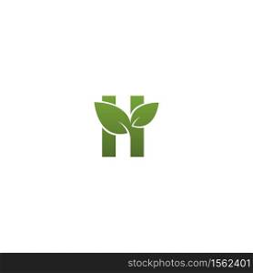 Letter H With green Leaf Symbol Logo Template