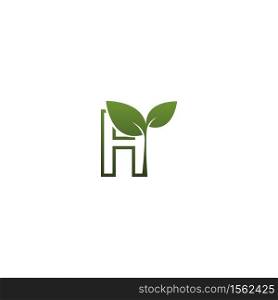Letter H With green Leaf Symbol Logo Template