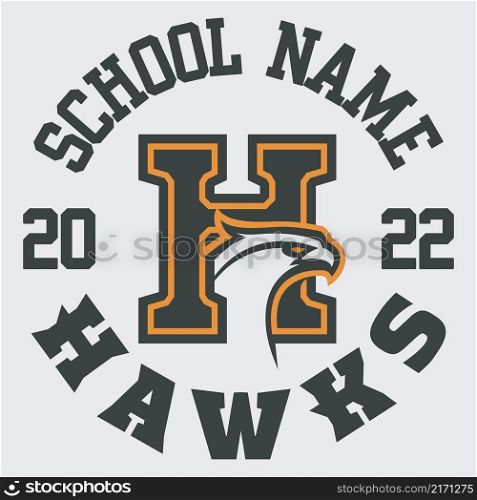 Letter H with hawk mascot logo design vector with modern illustration concept style for badge, emblem and tshirt printing.