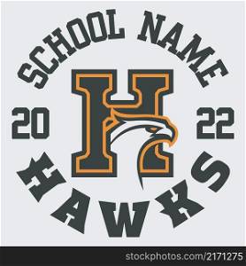 Letter H with hawk mascot logo design vector with modern illustration concept style for badge, emblem and tshirt printing.