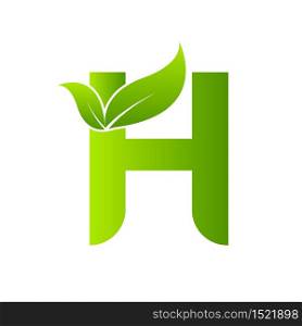 Letter h with leaf element, Ecology concept.