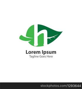 Letter H with leaf logo concept template design symbol