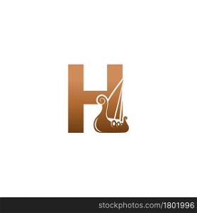 Letter H with logo icon viking sailboat design template illustration