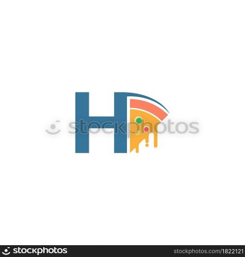 Letter H with pizza icon logo vector template