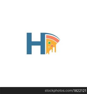 Letter H with pizza icon logo vector template