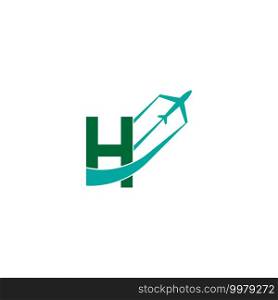 Letter H with plane logo icon design vector illustration