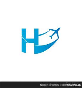 Letter H with plane logo icon design vector illustration template