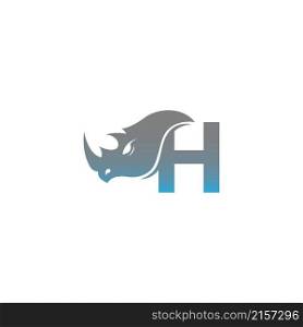 Letter H with rhino head icon logo template vector