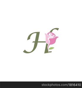 Letter H with rose icon logo vector template illustration