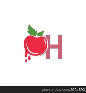 Letter H with tomato icon logo design template illustration vector