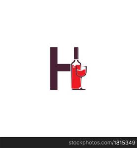 Letter H with wine bottle icon logo vector template