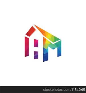 Letter HM House Real Estate Logo. Home initial H M concept. Construction logo template.