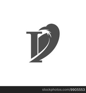 Letter I and crow combination icon logo design vector