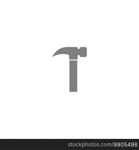 Letter I and hammer combination icon logo design vector