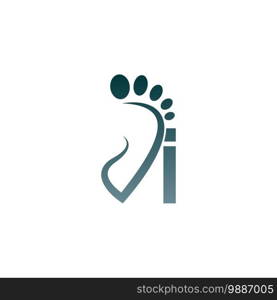 Letter I icon logo combined with footprint icon design template