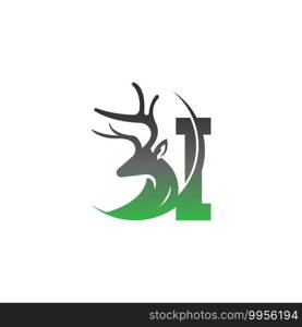 Letter I icon logo with deer illustration design vector