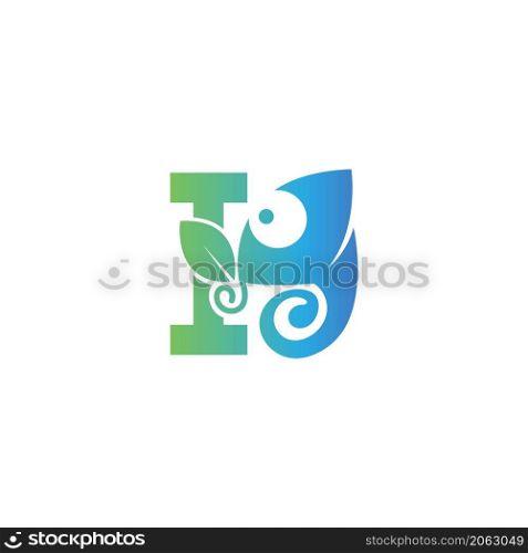 Letter I icon with chameleon logo design template vector
