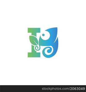 Letter I icon with chameleon logo design template vector