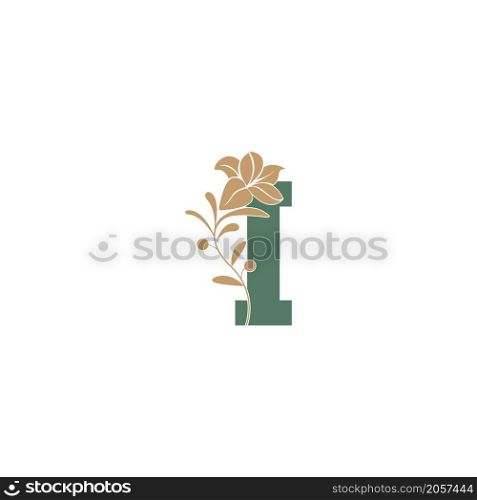 Letter I icon with lily beauty illustration template vector