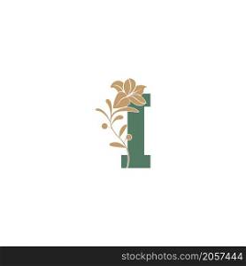 Letter I icon with lily beauty illustration template vector