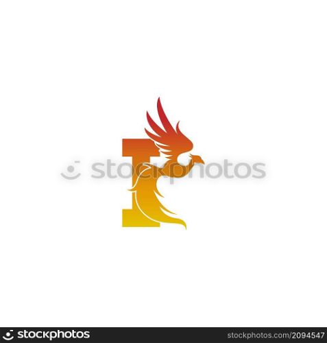 Letter I icon with phoenix logo design template illustration