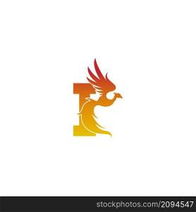 Letter I icon with phoenix logo design template illustration