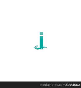 Letter I logo  coconut tree and water wave icon design vector