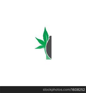 Letter I logo icon with cannabis leaf design vector illustration