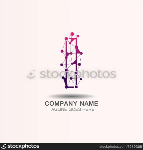 Letter I logo with Technology template concept network icon vector
