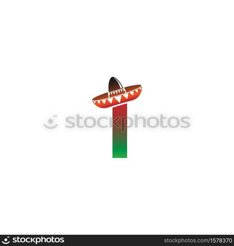 Letter I Mexican hat concept design illustration