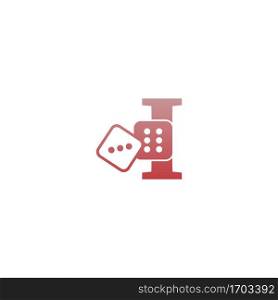 Letter I with dice two icon logo template vector