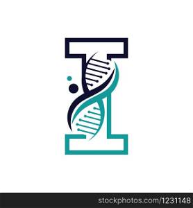 Letter I with DNA logo or symbol Template design vector