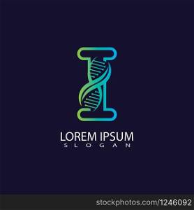 Letter I with DNA logo or symbol Template design vector