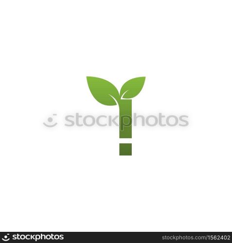 Letter I With green Leaf Symbol Logo Template
