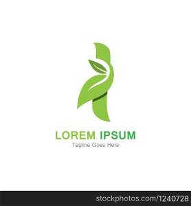 Letter I with leaf logo concept template design