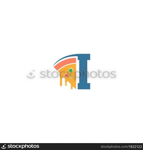 Letter I with pizza icon logo vector template
