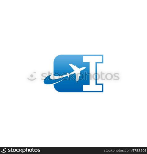 Letter I with plane logo icon design vector illustration