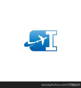 Letter I with plane logo icon design vector illustration