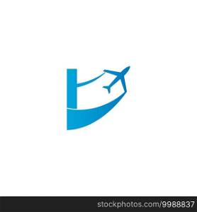 Letter I with plane logo icon design vector illustration template