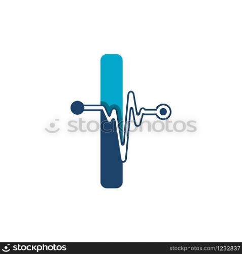 Letter I with Pulse Logo Vector Element Symbol Template