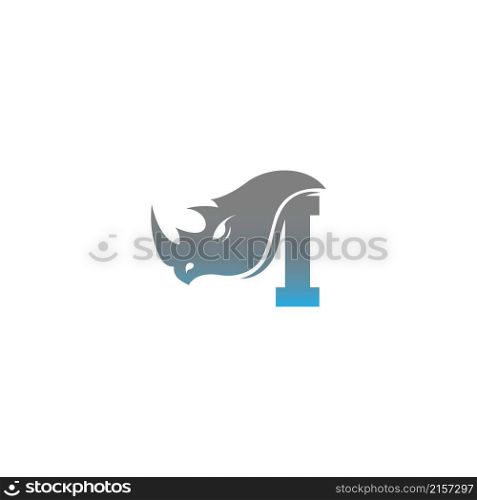 Letter I with rhino head icon logo template vector