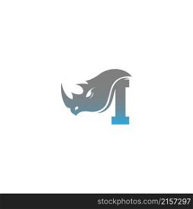 Letter I with rhino head icon logo template vector