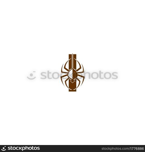Letter I with spider icon logo design template vector