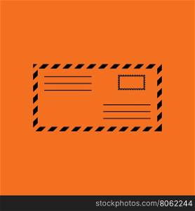 Letter icon. Orange background with black. Vector illustration.